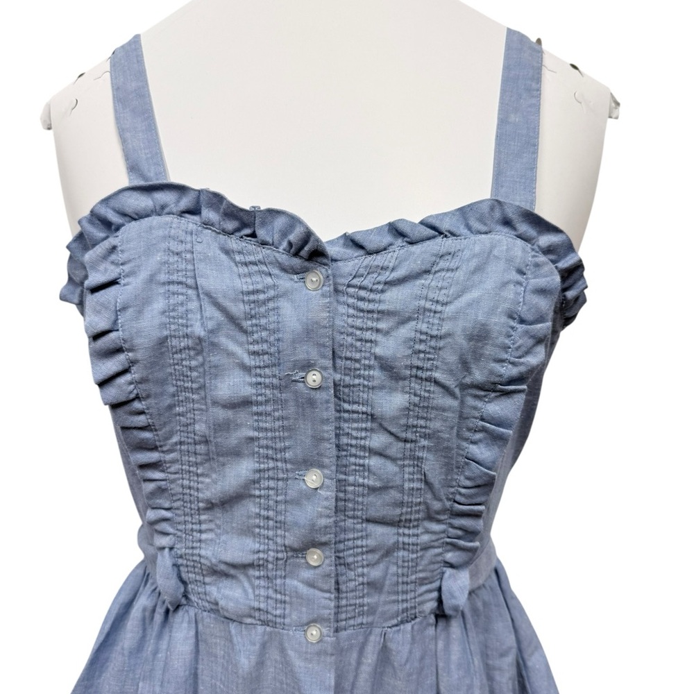 Vintage 80s Blue Ruffled You Babes II Dress - Picture 2 of 12